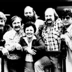 September, 1979. We were in London for Paul McCartney’s annual Buddy Holly week. Pictured are, Maria Elena Holly (Buddy’s widow) flanked by, from the left, Bob Montgomery, Joe B. Mauldin, J.I. Allison, me, and Don Everly. One of my favorite pickers, Albert Lee, was also there, but missed this photo op. It was a great week and a wonderful reunion. The performance was great fun, as well. sonny and friends at buddy holly week