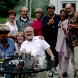 ca 2002. Happy Birthday to me, organized by Louise and celebrated on our back porch. Standing from the left are Jane and Joe B. Mauldin, Dede Eddy, Phil Everly, and Joanie and J. I. Allison. Seated are Duane Eddy, Louise and me. Phil's wife, Patti, is holding the camera. How good can life get? Happy Birthday to Sonny