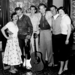 ca spring 1956. We were in Nashville to record one of those Decca sessions with Buddy Holly at Bradley’s Barn. Left to right, Thelma King, me, Buddy, Don Guess, my brother Dean, and Clara Cobble. Thelma and I are being quite silly. Ah, to be eighteen again. © Thelma King sonny and friends in nashville
