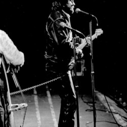 1973 - Me performing on-stage with the Crickets (J.I. and Joe B. not shown) at a songwriter magazine concert in New York (photo credit M. Gross) sonny-on-stage with the Crickets in 1973